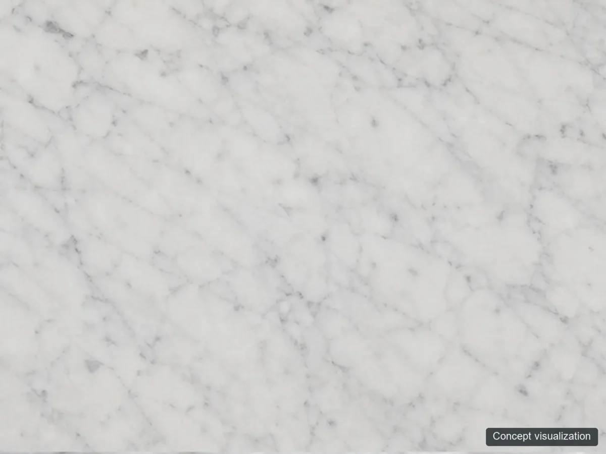 Bianco Carrara surface reference concept visualization; not current inventory or a selected lot.