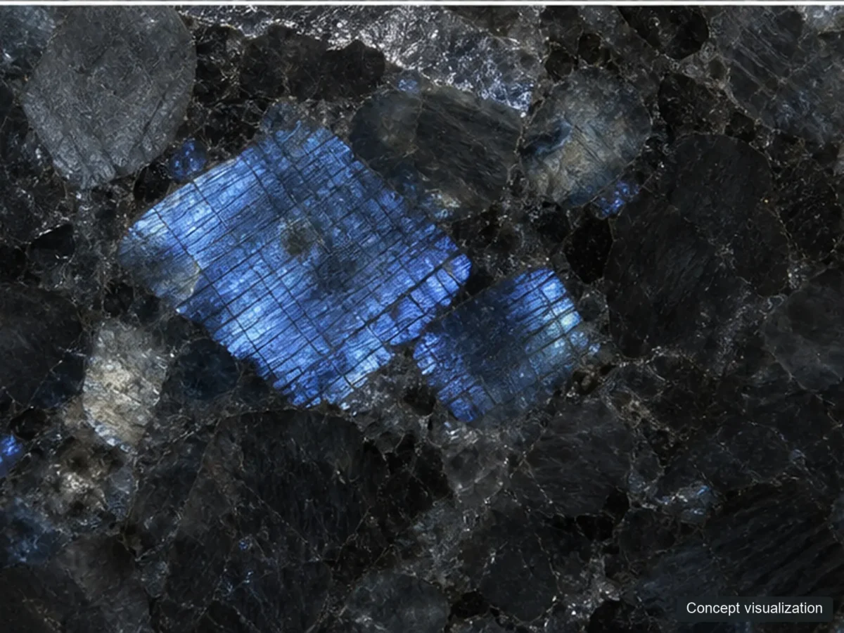 Blue Pearl detail reference concept visualization; not current inventory or a selected lot.
