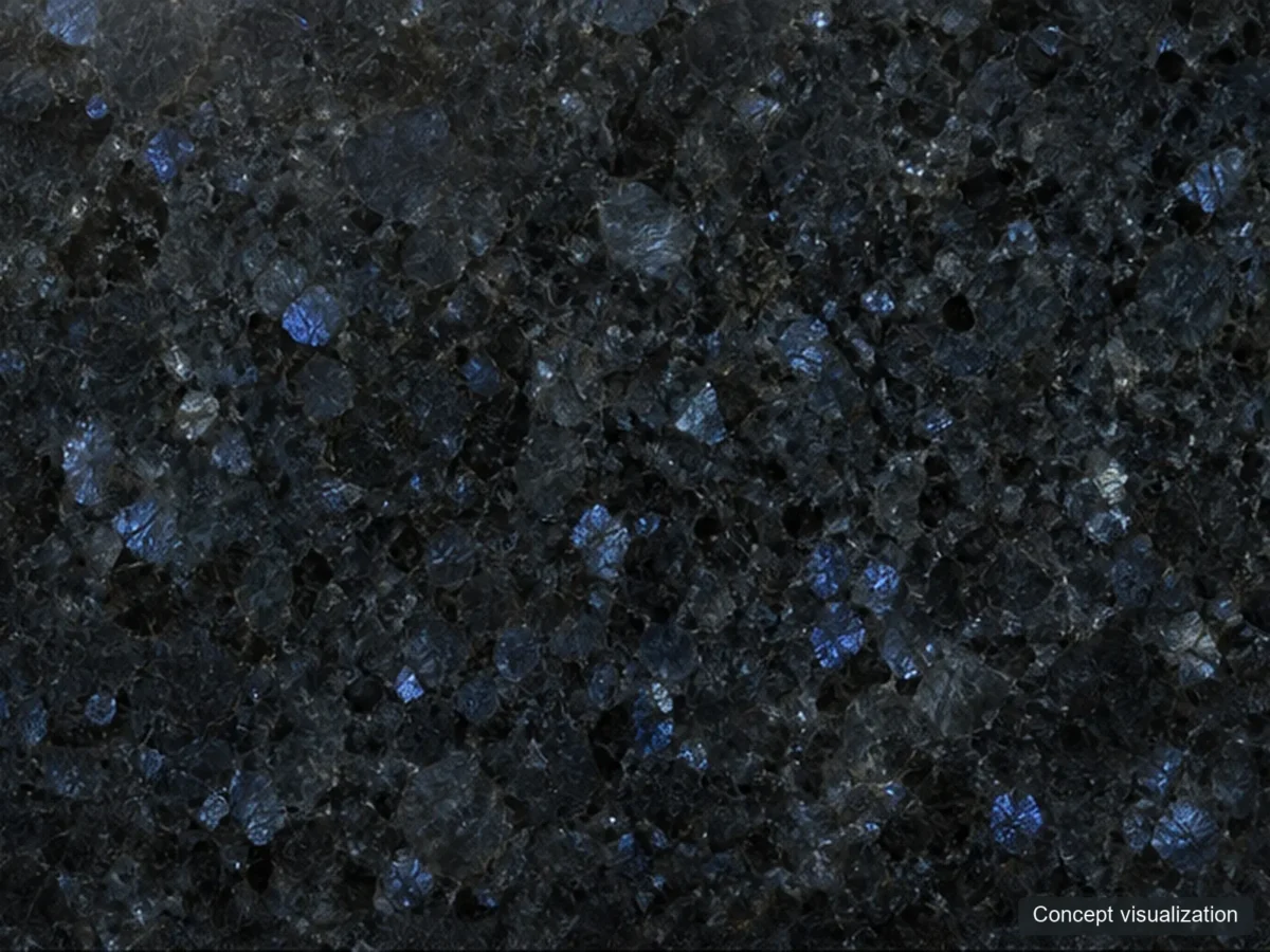 Blue Pearl surface reference concept visualization; not current inventory or a selected lot.