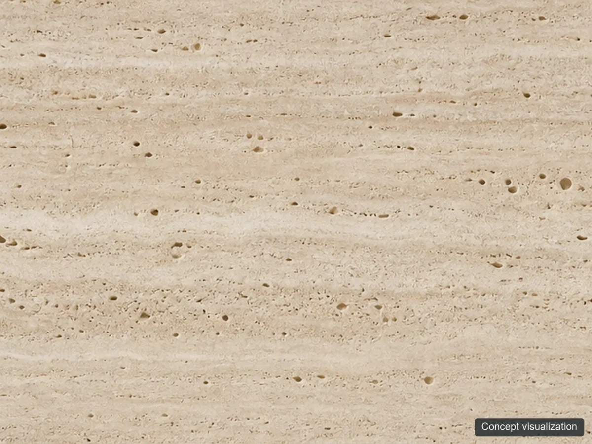 Classic Roman Travertine surface reference concept visualization; not current inventory or a selected lot.