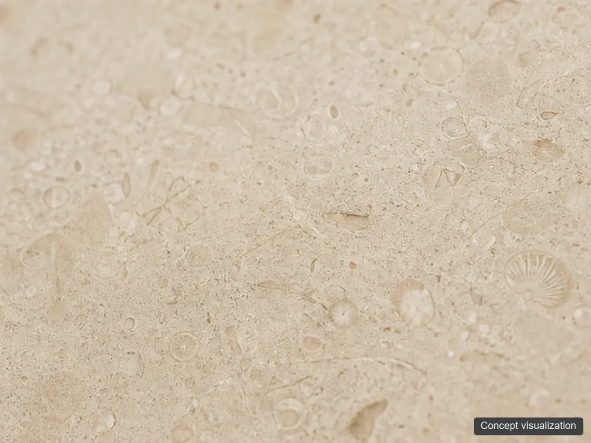 Crema Marfil detail reference concept visualization; not current inventory or a selected lot.
