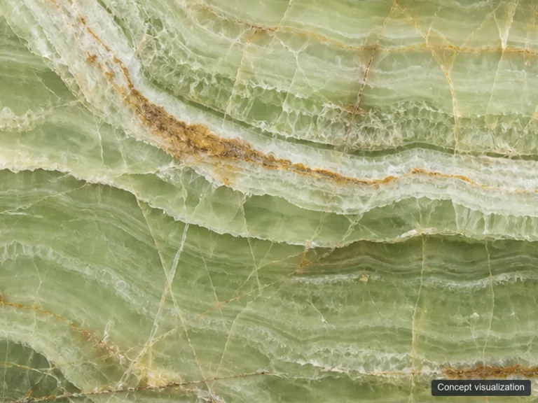 Green Onyx surface reference concept visualization; not current inventory or a selected lot.