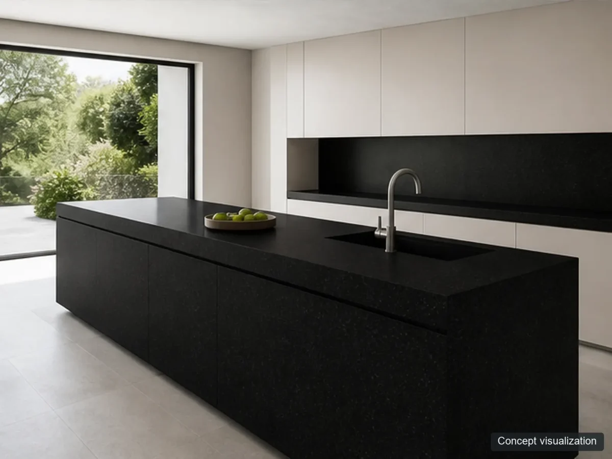 Indian Absolute Black application reference concept visualization; not current inventory or a selected lot.