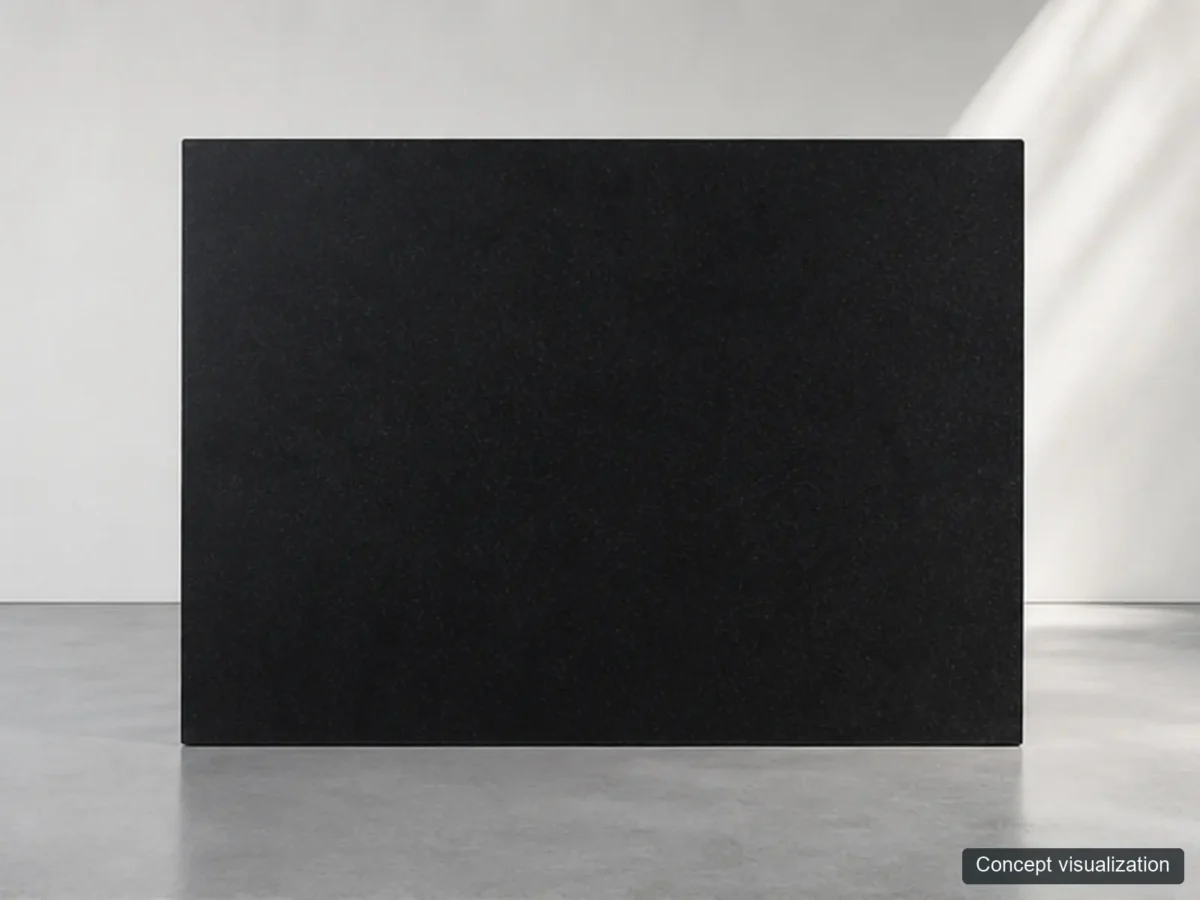 Indian Absolute Black full-slab reference concept visualization; not current inventory or a selected lot.