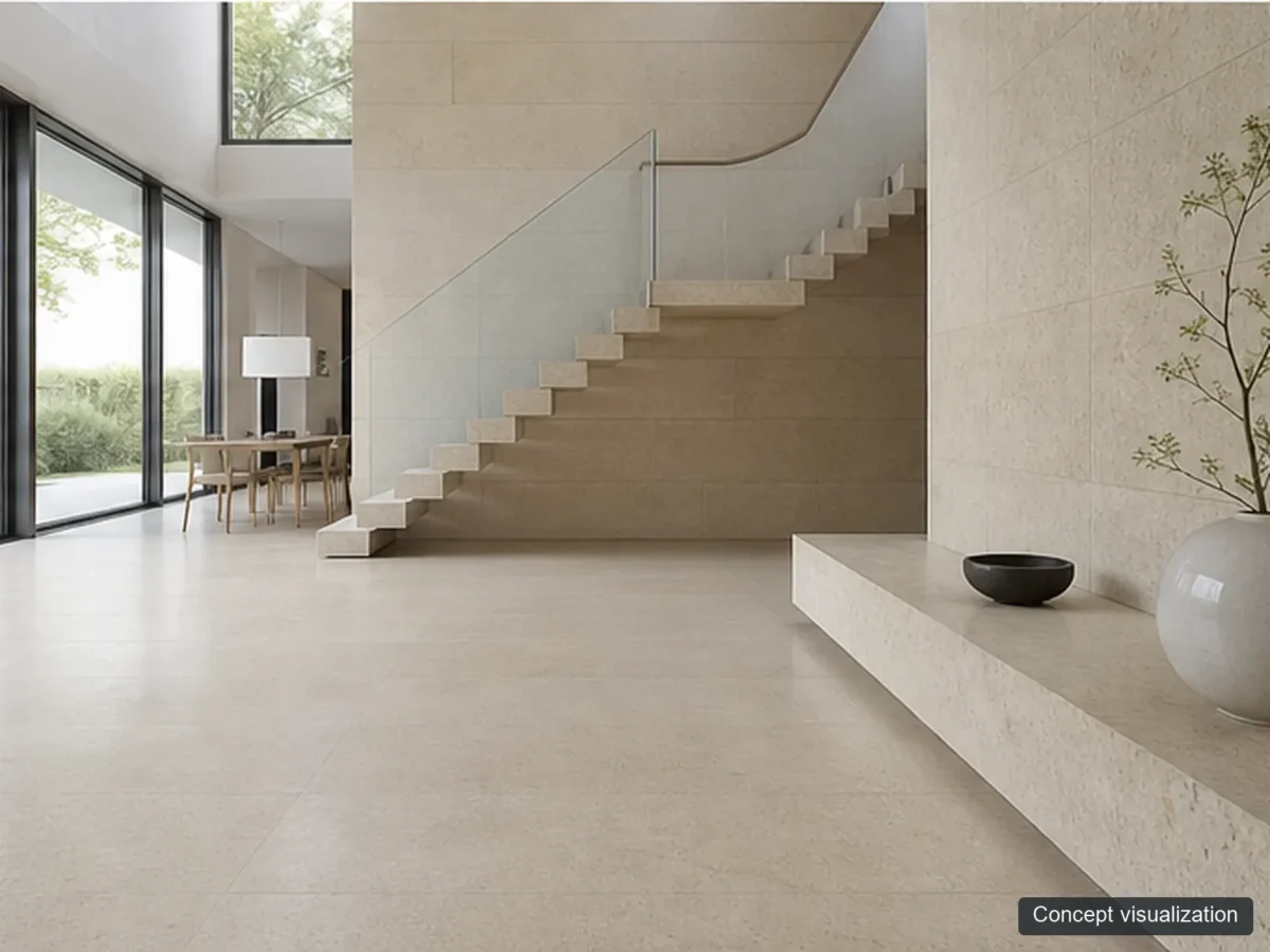 Jura Beige application reference concept visualization; not current inventory or a selected lot.