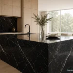 Nero Marquina application reference concept visualization; not current inventory or a selected lot.