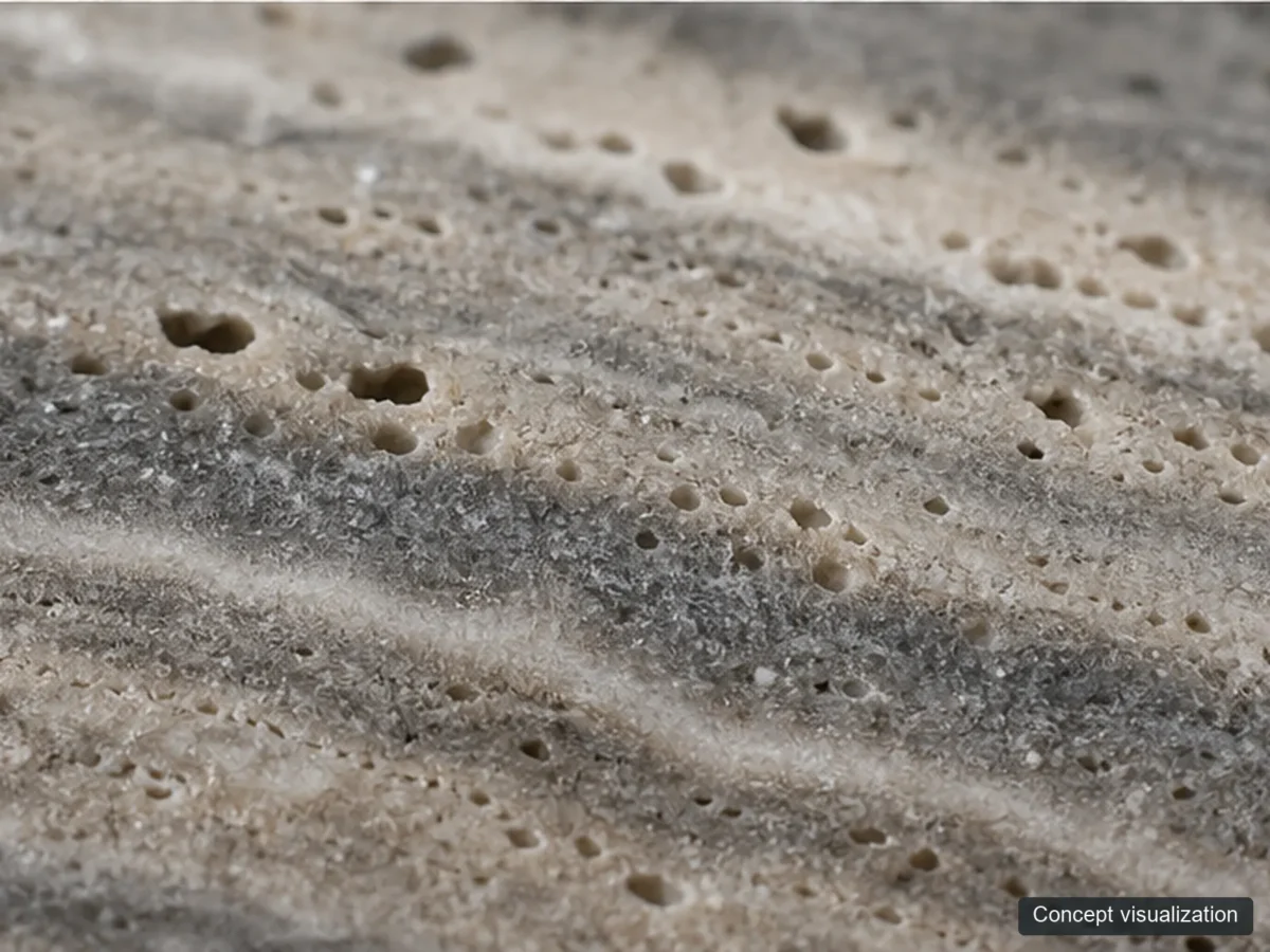 Silver Travertine detail reference concept visualization; not current inventory or a selected lot.