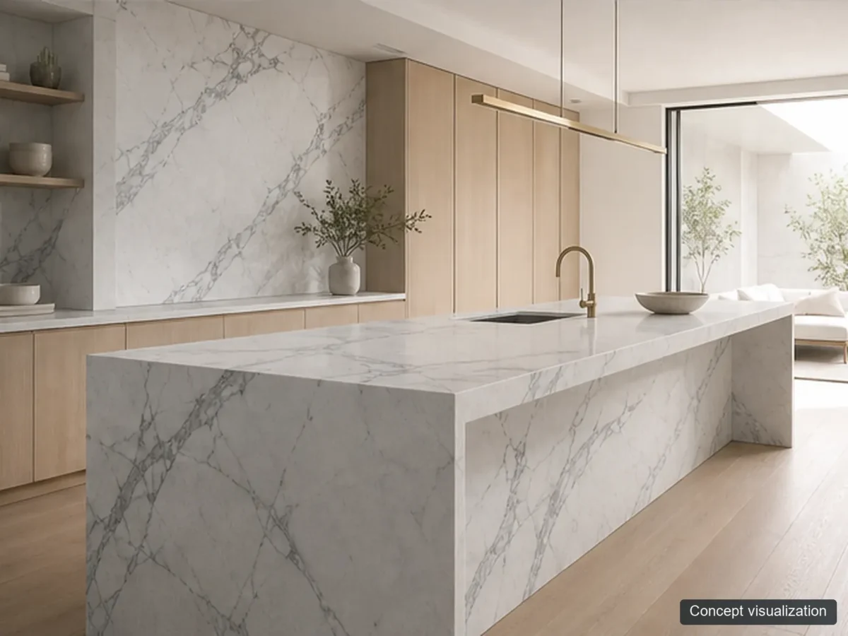 Statuario application reference concept visualization; not current inventory or a selected lot.