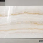 White Onyx full-slab reference concept visualization; not current inventory or a selected lot.